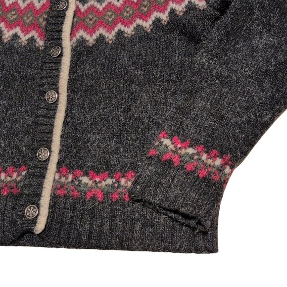 Vintage Woolrich Sweater Womens Large Wool Mohair Floral Fair Isle Button Up - Picture 5 of 10